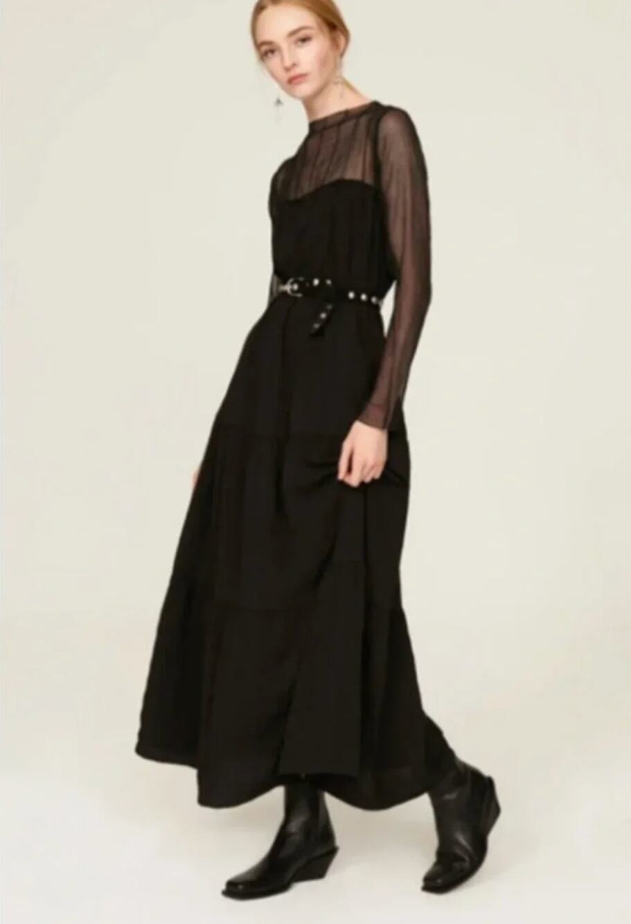 Pamela Love Maxi Dress Black Sheer Size Medium